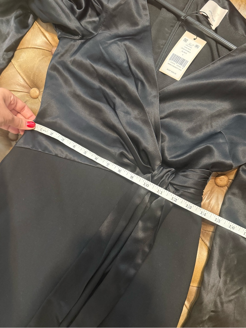 NWT Cinq à Sept Layne Dress Black Silk Faux Wrap Mini Dress Size 4 $565 - Picture 5 of 11